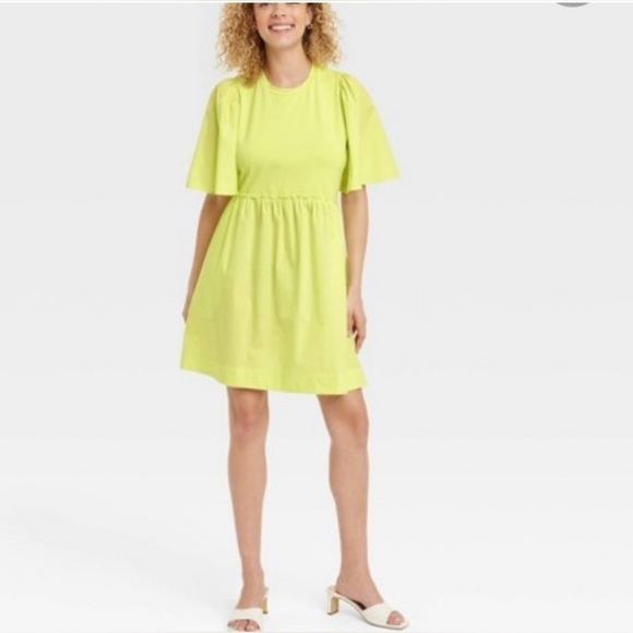 A New Day Yellow Green Flutter Sleeve Sundress - Picture 2 of 8